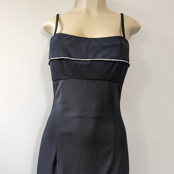 Vintage 90s Black Cut-out Jeweled Formal Gown - Picture 11 of 16